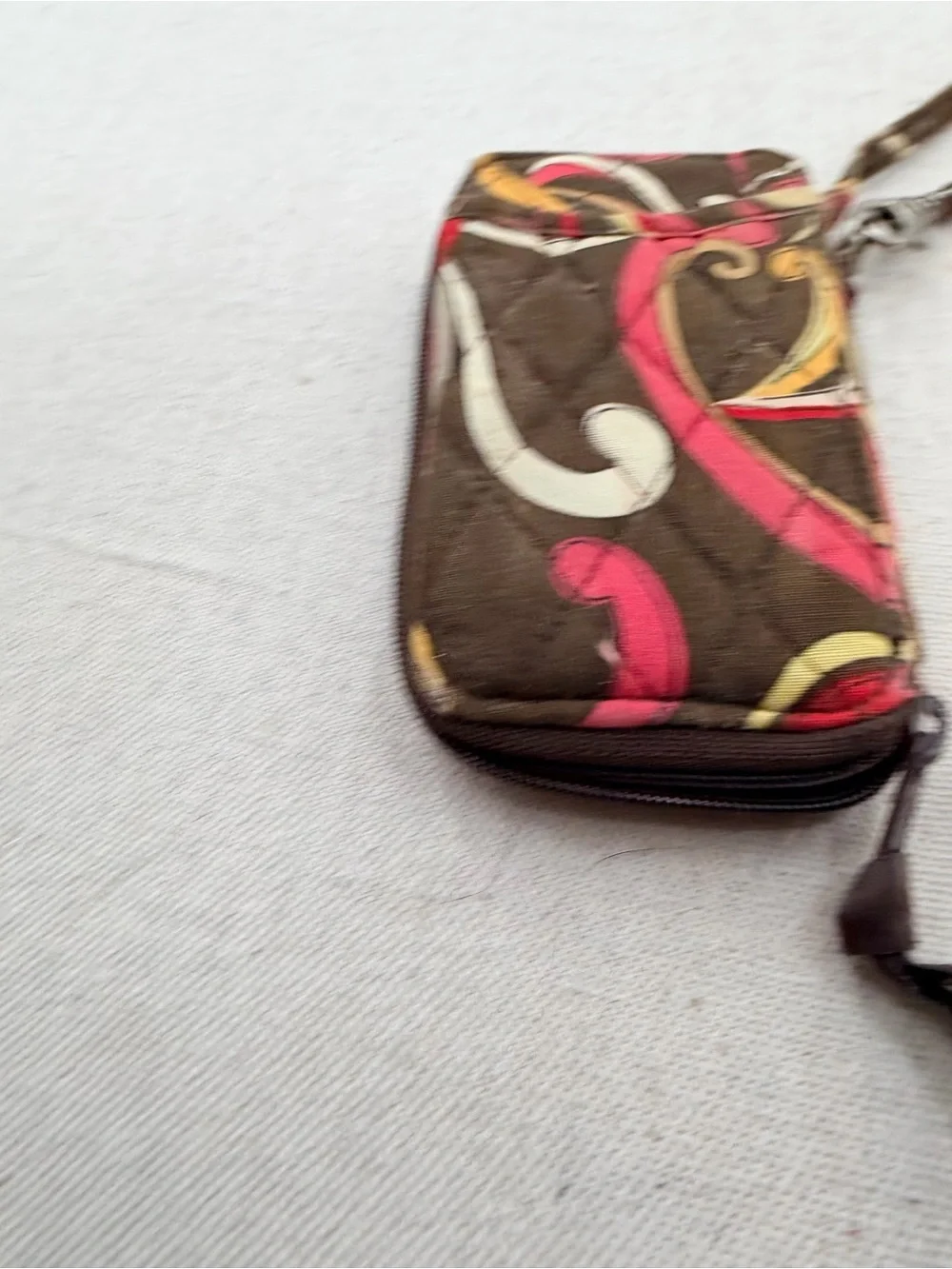 Vera Bradley Brown Pink Yellow Floral ID Wallet